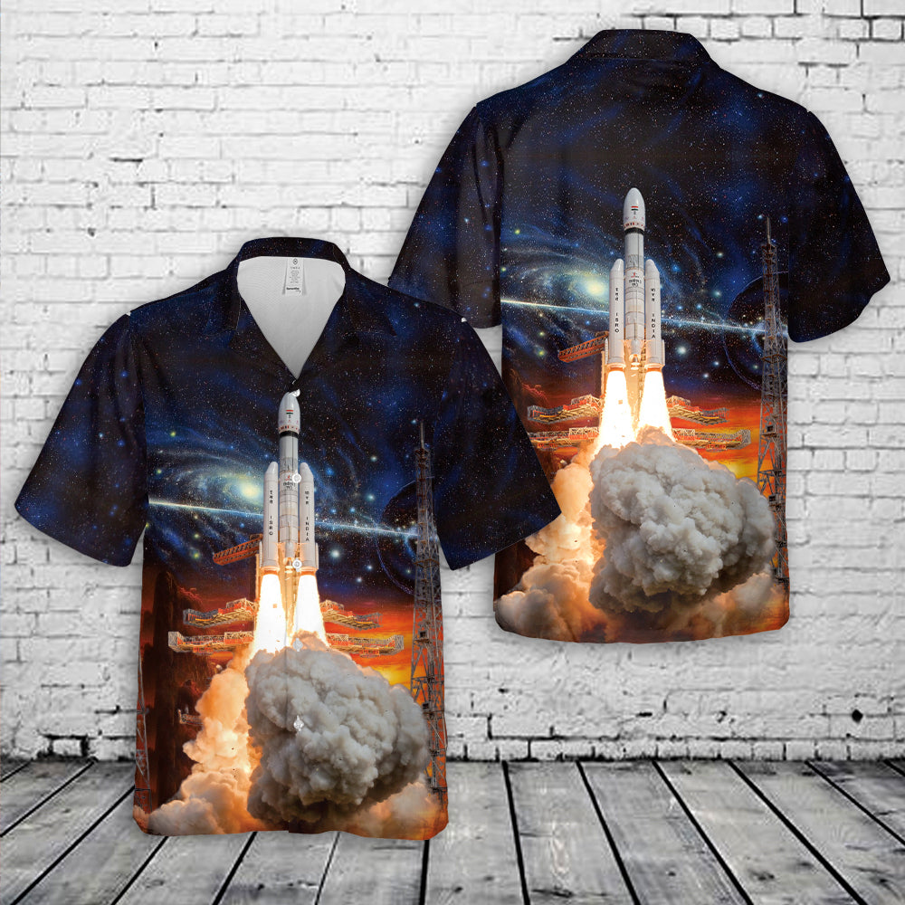 Indian ISRO LMV3 Rocket Hawaiian Shirt