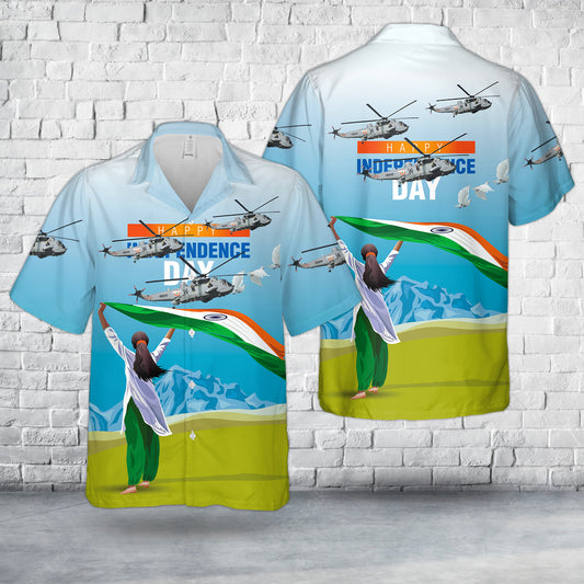 Indian Navy Westland WS-61 Sea King Mk42B, Happy Independence Day India Hawaiian Shirt