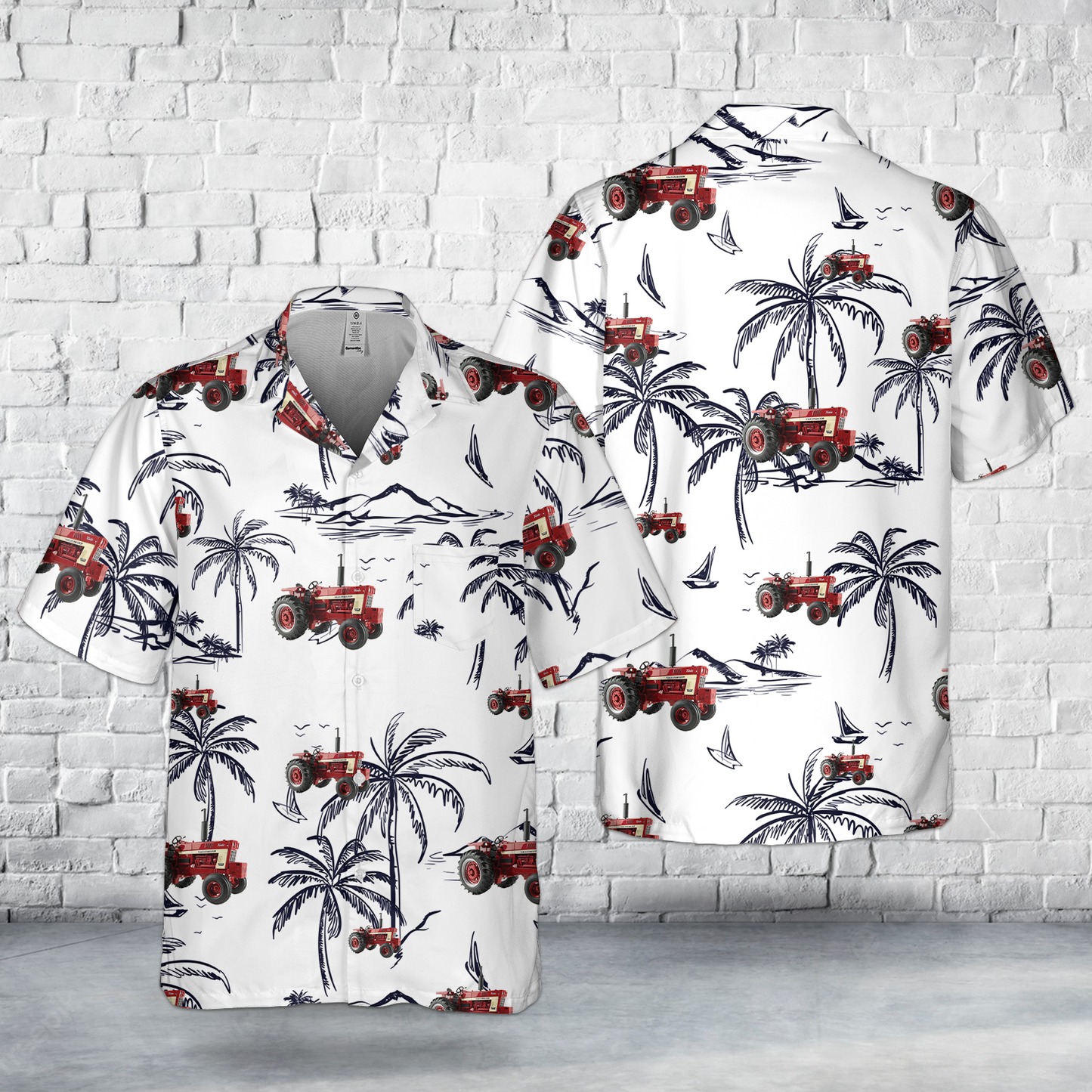 International Farmall 1066 Turbo Wide Front Tractor Pocket Hawaiian Shirt