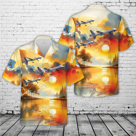 Iowa Air National Guard 132nd Wing "Hawkeyes" MQ-9 Reaper Hawaiian Shirt