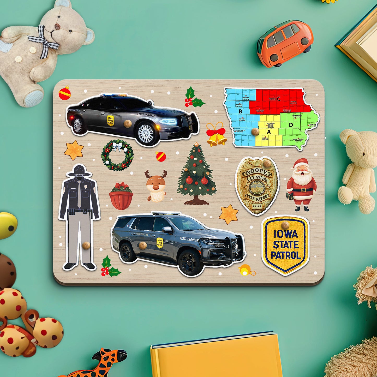 Iowa State Patrol Wooden Puzzle Board