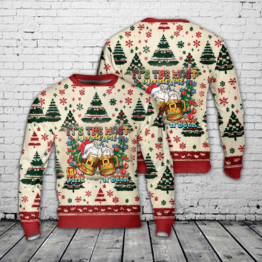 It's The Most Wonderful Time For a Beer AOP Christmas Sweater