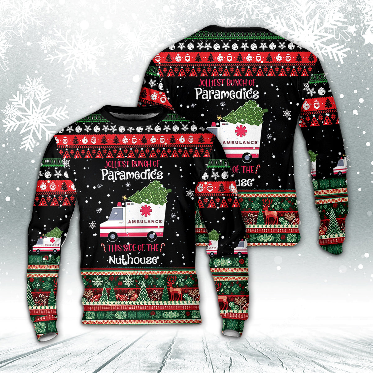 Jolliest Bunch Of Paramedics Christmas AOP Sweater