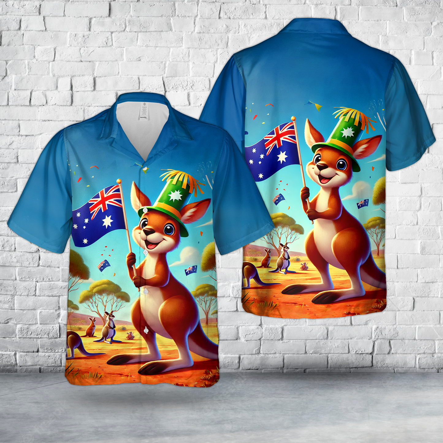 Kangaroo Happy Australia Day Hawaiian Shirt