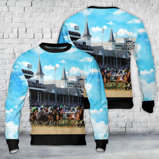 Kentucky Derby Horse Racing Christmas AOP Sweater