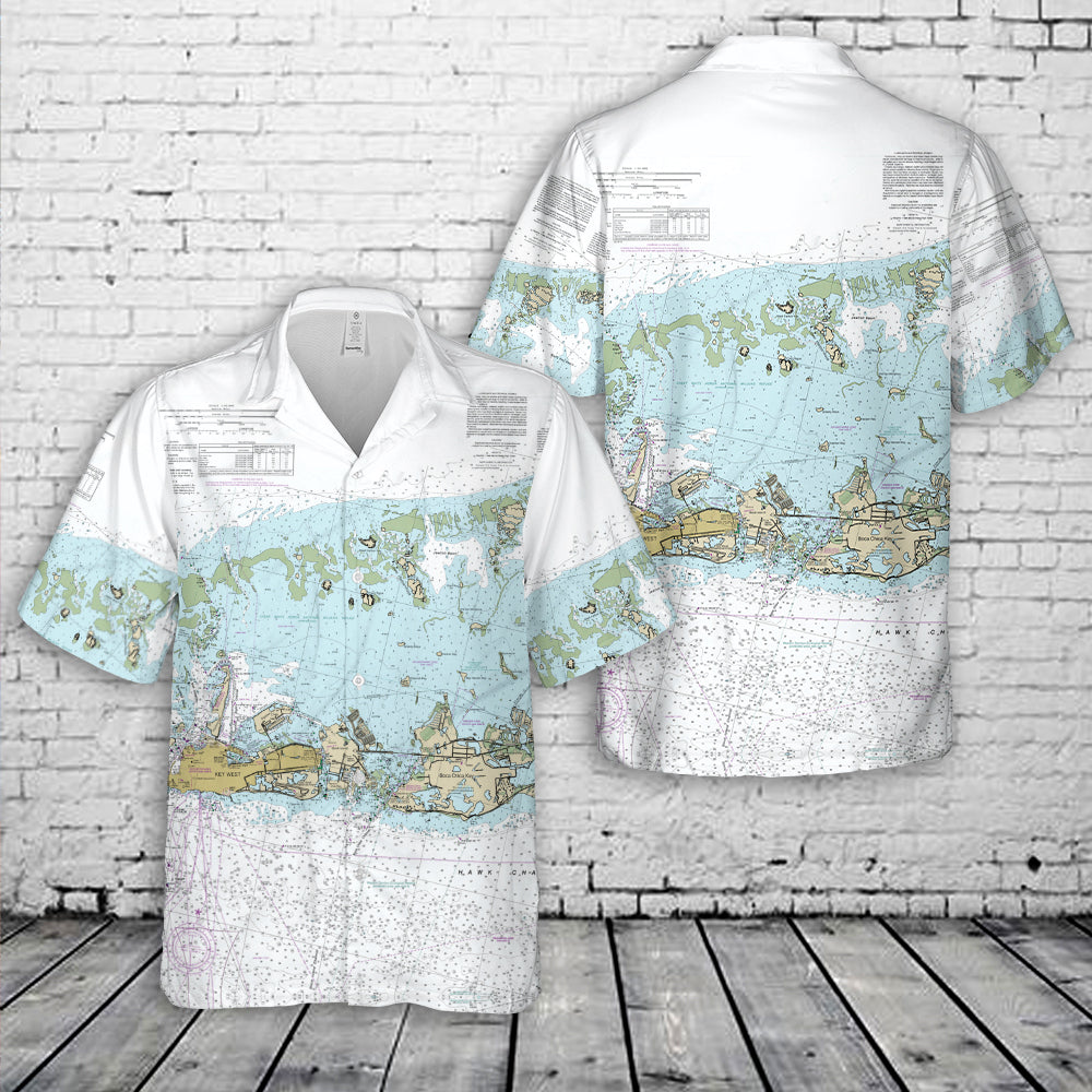 Key West Nautical Chart Hawaiian Shirt