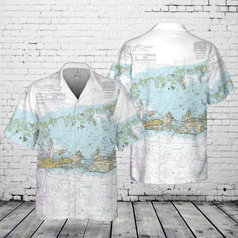 Key West Nautical Chart Pocket Hawaiian Shirt
