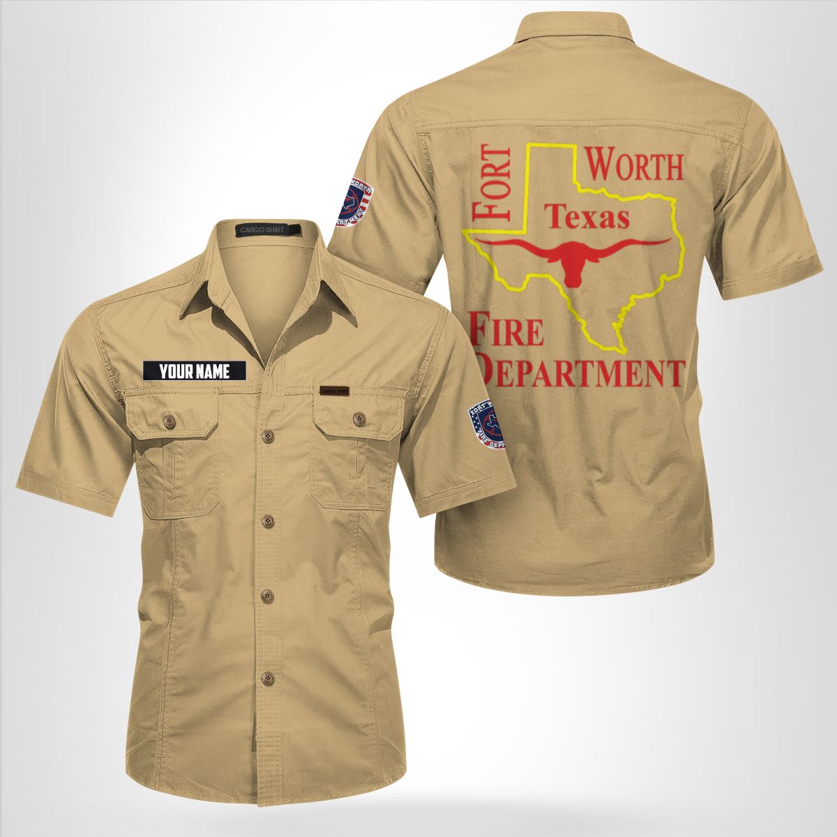 Custom Name Fort Worth, Texas, Fort Worth Fire Department Cotton cargo shirt