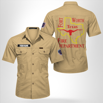Custom Name Fort Worth, Texas, Fort Worth Fire Department Cotton cargo shirt