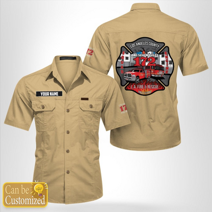 Custom Name Inglewood, California, Los Angeles County Fire Dept. Station 172 Cotton cargo shirt