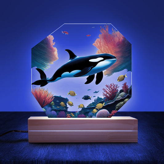 Killer whales and Turtle Custom Shape Photo Night Light