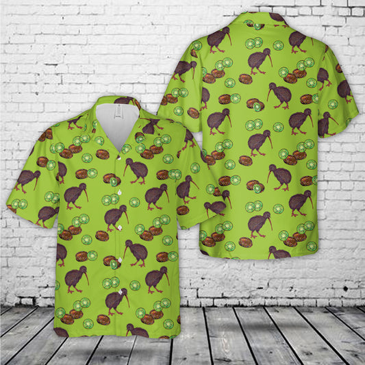Kiwi Fruit and Kiwi Bird pattern Hawaiian Shirt