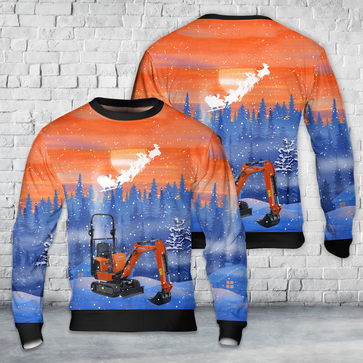 Kubota 008 Mini Excavator Christmas AOP Sweater