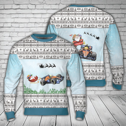 Lando Norris McLaren Santa Formula 1 motor racing Christmas Sweater