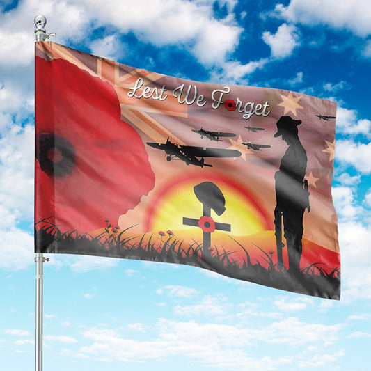Lest We Forget Poppy Australia Remembrance Anzac Day House Flag
