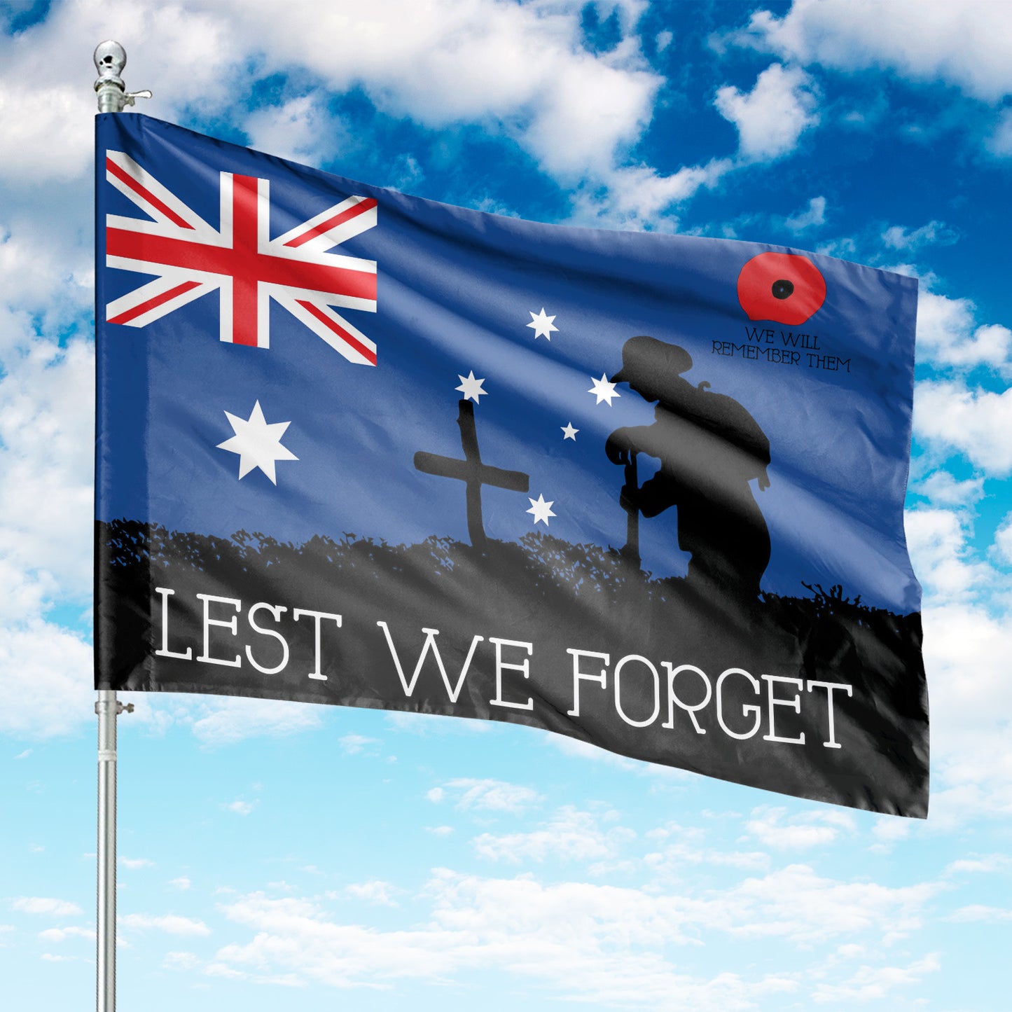 Lest We Forget Veteran Anzac Day House Flag