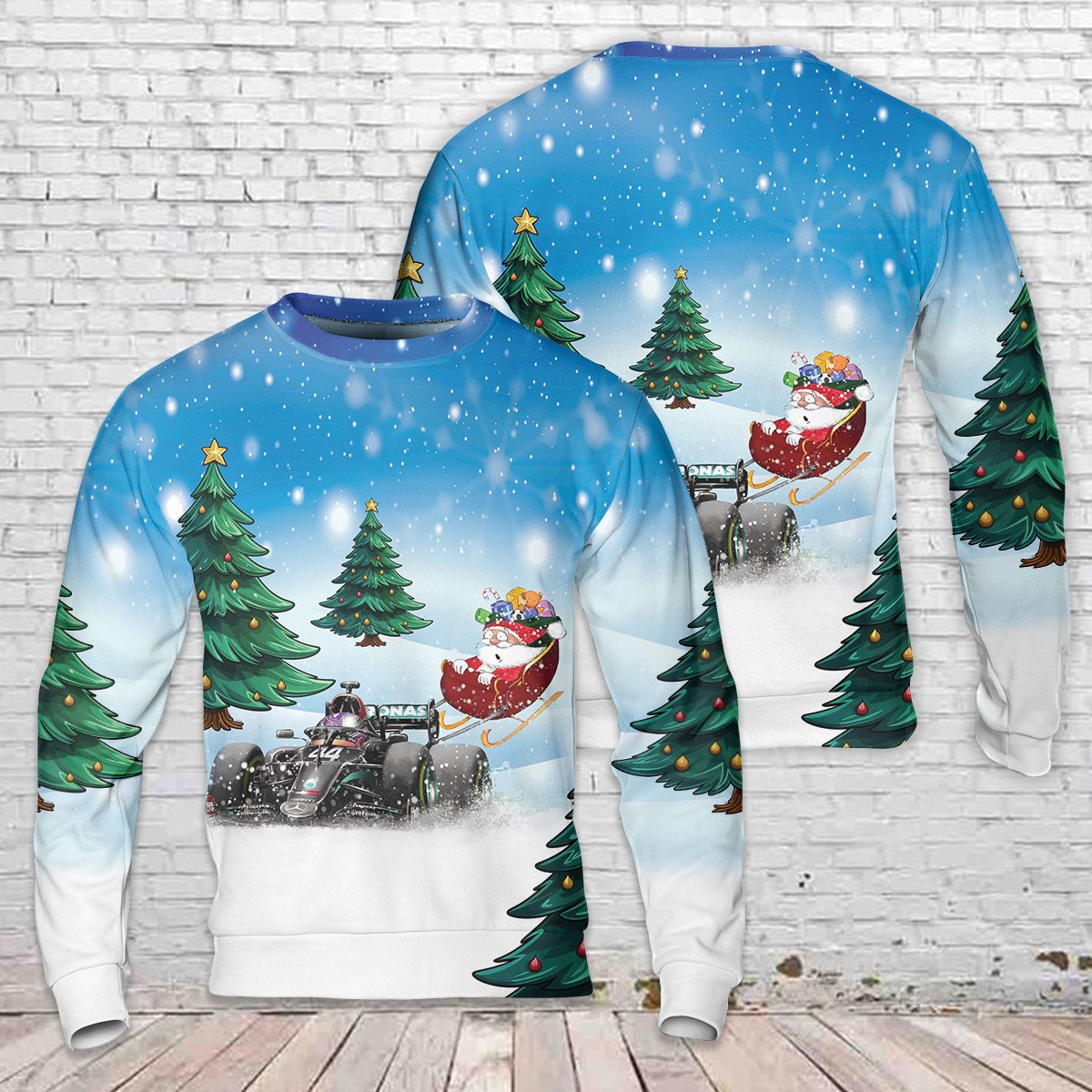 Lewis Hamilton and Father Xmas AOP Christmas Sweater