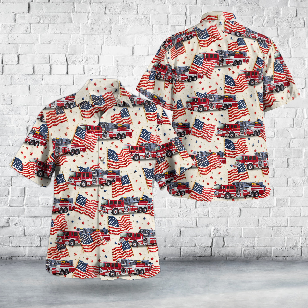 Linden, New Jersey,  Linden Fire Department, 4th Of July Hawaiian Shirt