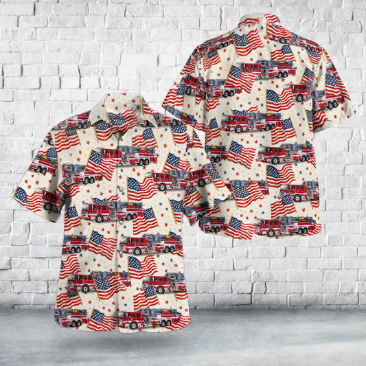 Linden, New Jersey,  Linden Fire Department, 4th Of July Hawaiian Shirt