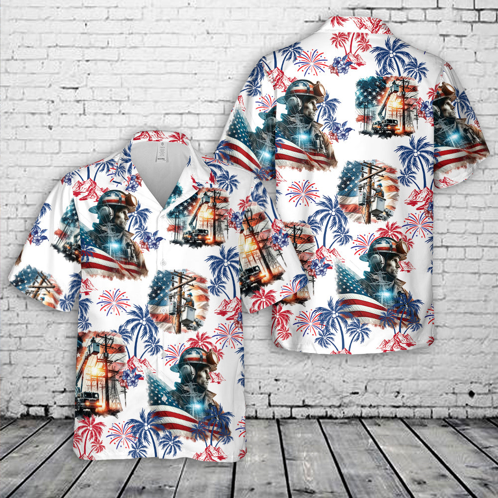 Lineman 4th Of July Hawaiian Shirt