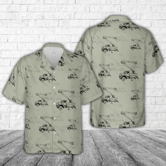 Lineman Bucket Truck Service Vehicle Silhouette Hawaiian Shirt