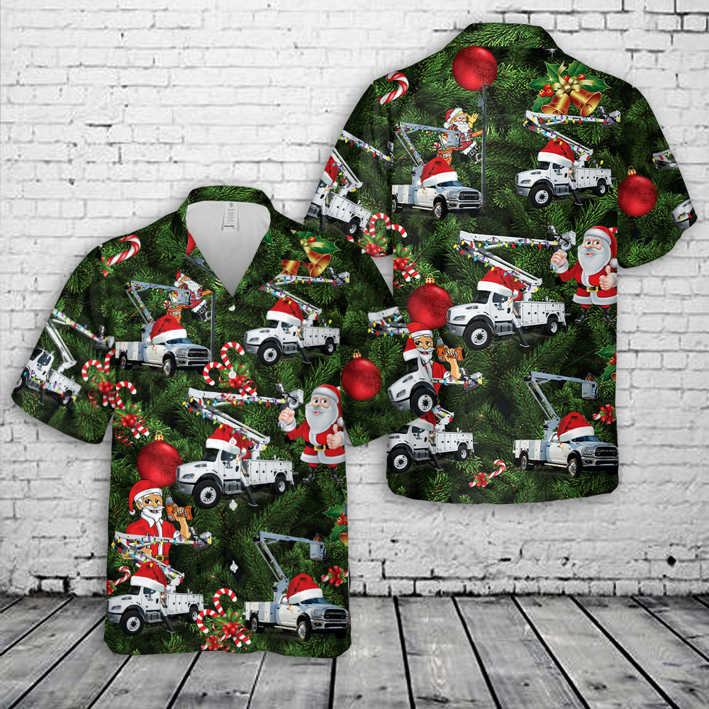 Lineman Bucket Trucks Christmas Hawaiian Shirt