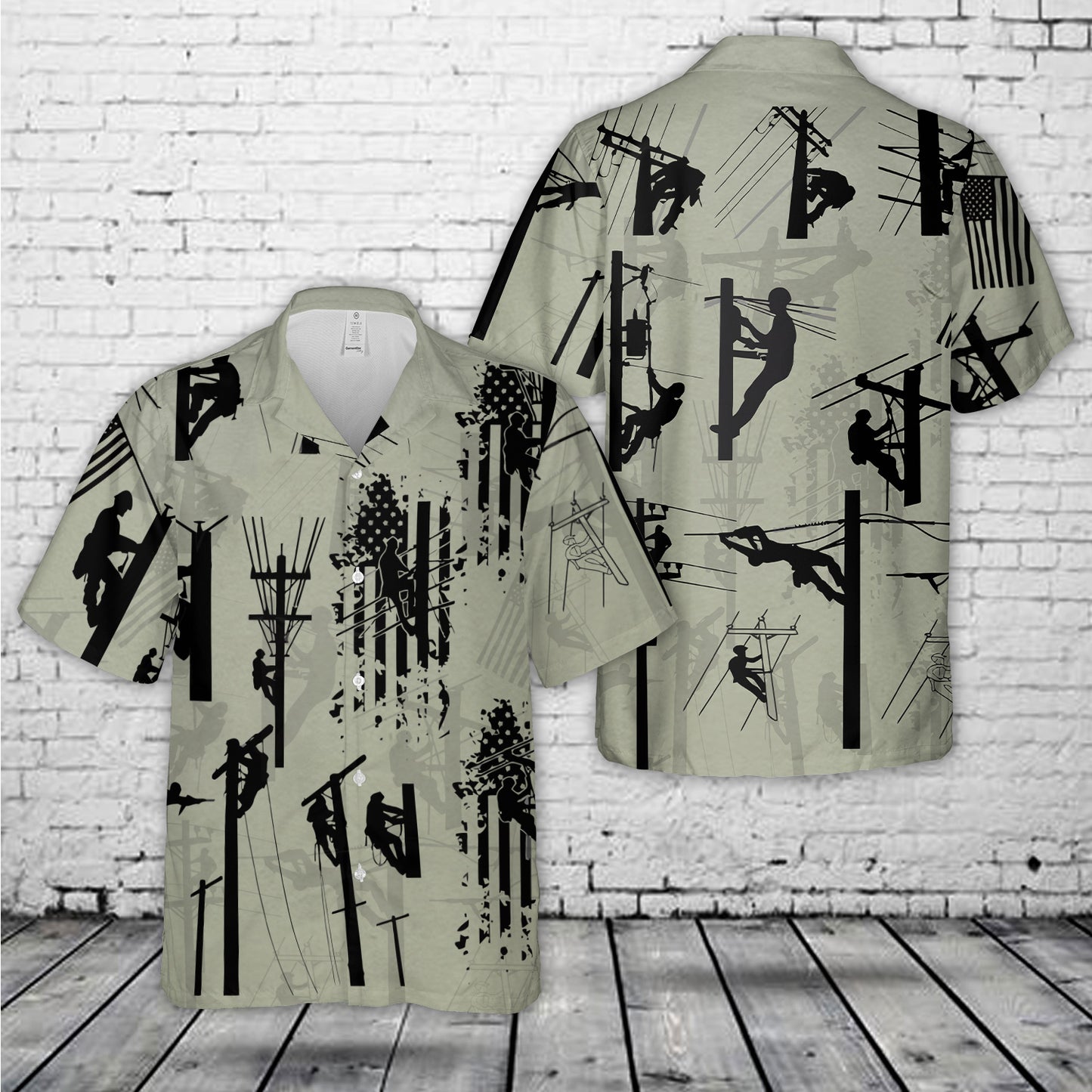 Lineworker Silhouettes Hawaiian Shirt