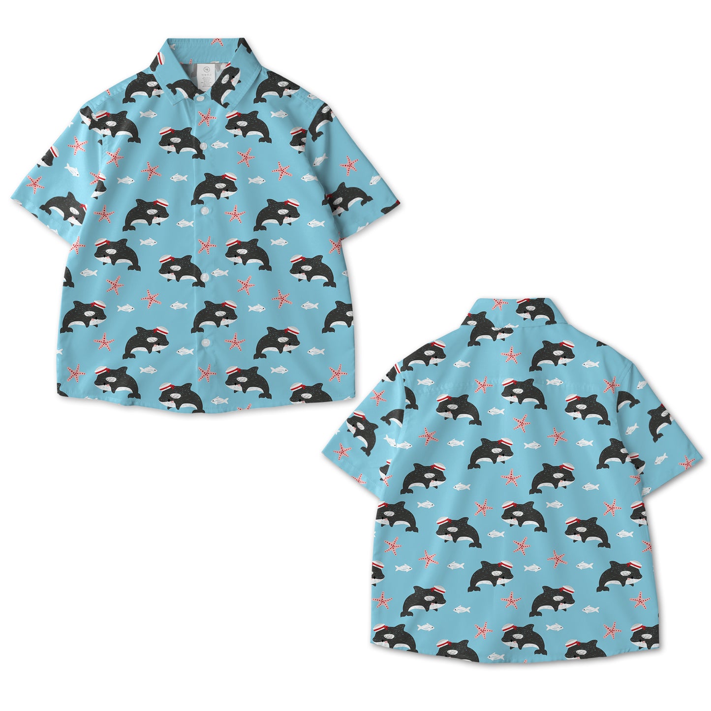 Little Whale Sailor Pattern AOP Youth Button Down Shirt