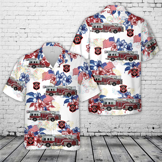 Livonia Fire & Rescue, Michigan, 4th Of July Hawaiian Shirt