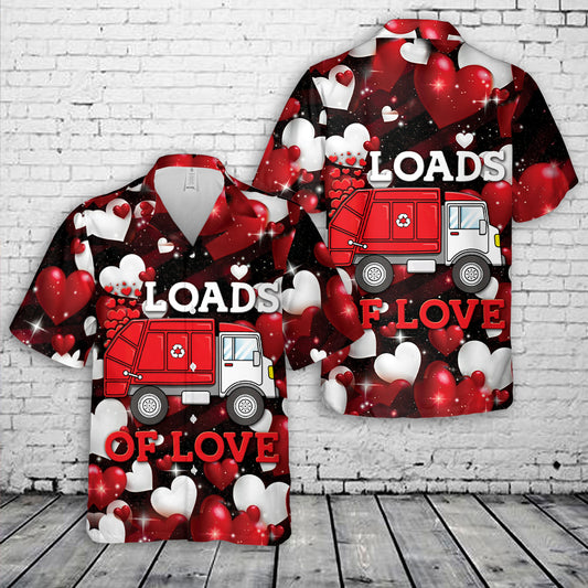 Loads Of Love Garbage Truck Valentines Day Hawaiian Shirt