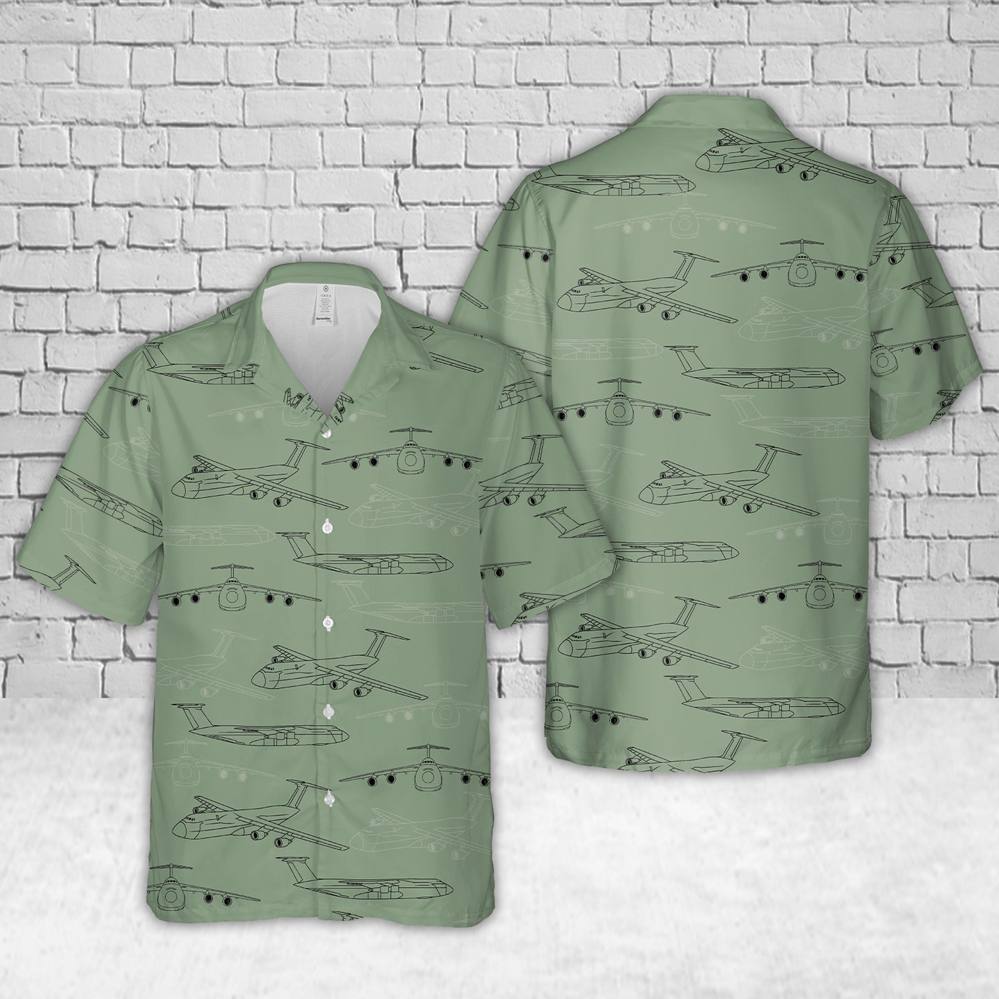 Lockheed C5A Galaxy Silhouette Hawaiian Shirt