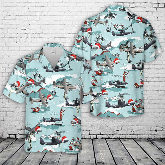 Lockheed Martin C-130J Super Hercules Christmas Hawaiian Shirt
