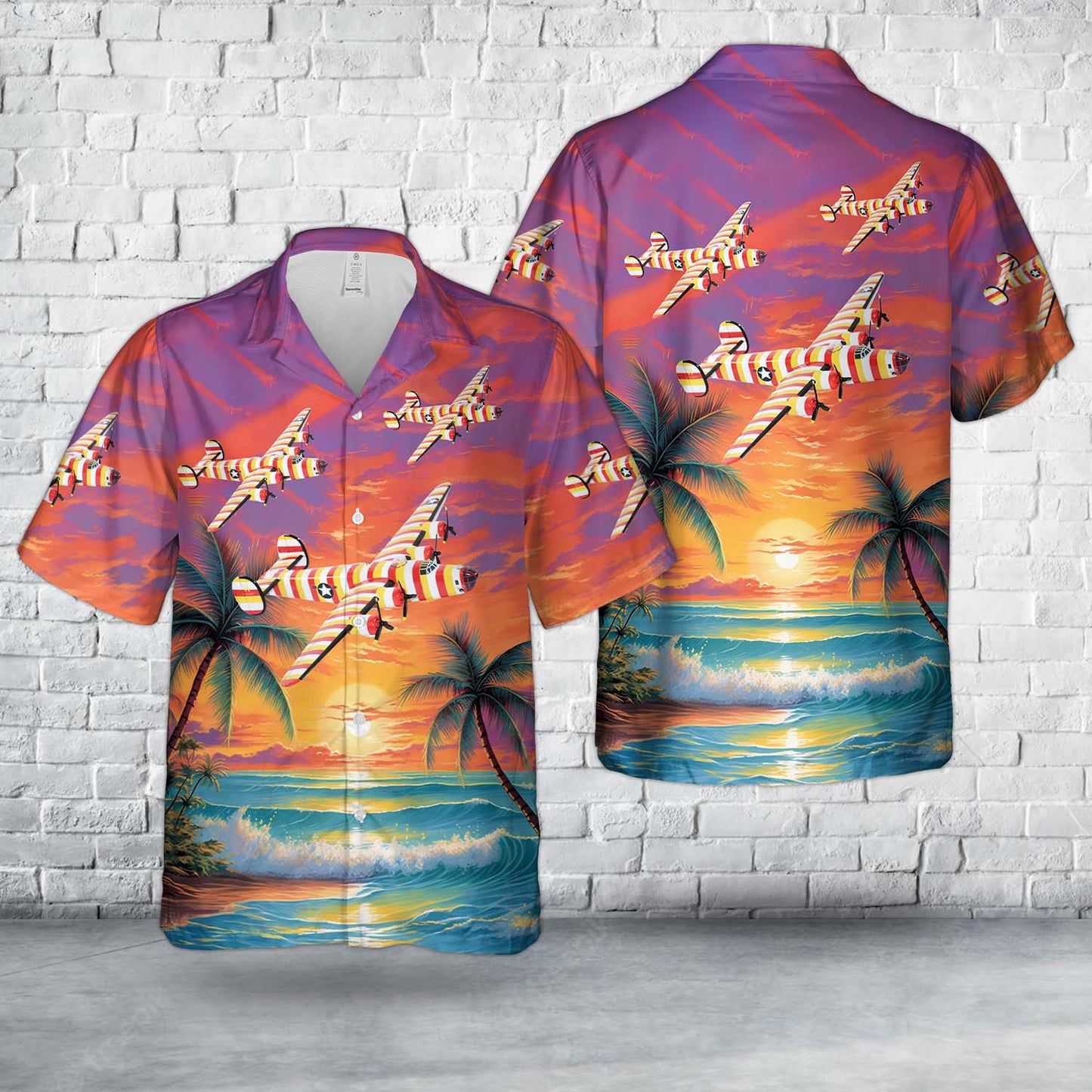 Lockheed Martin (Consolidated) B-24 Liberator, 93rd Bomb Group Ball of Fire Hawaiian Shirt