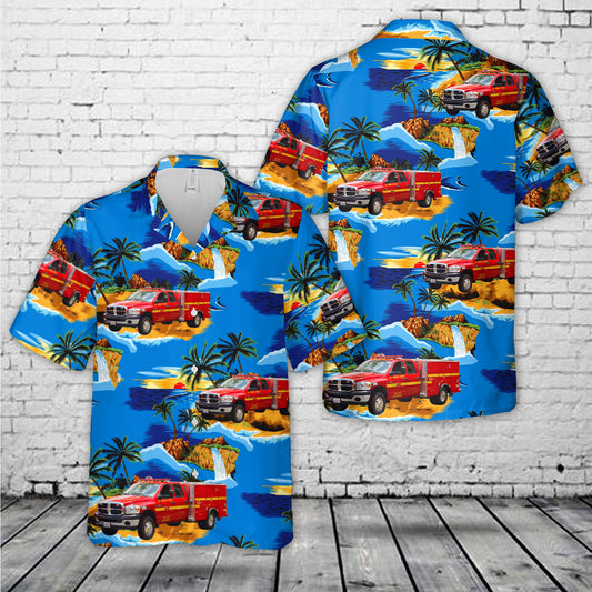 Los Angeles County Fire Dept. Squad 51 2009 Dodge Ram 3500 Hawaiian Shirt