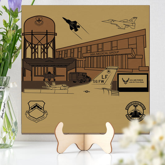 Luke Air Force Base Custom Shape Wood and Colored Acrylic Sign