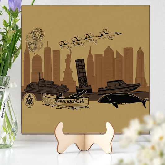 COAST GUARD Station Jones Beach Custom Shape Wood and Colored Acrylic Sign