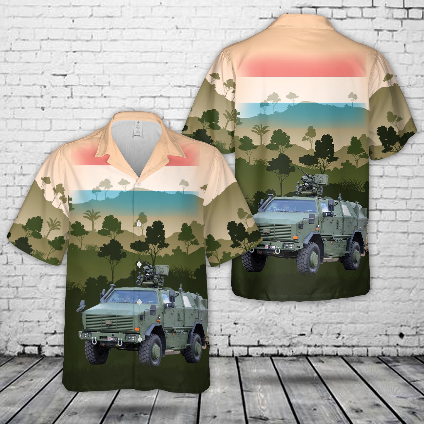 Luxembourg Army Dingo equipped with M2 Browning and Generator on national vehicle day Hawaiian Shirt