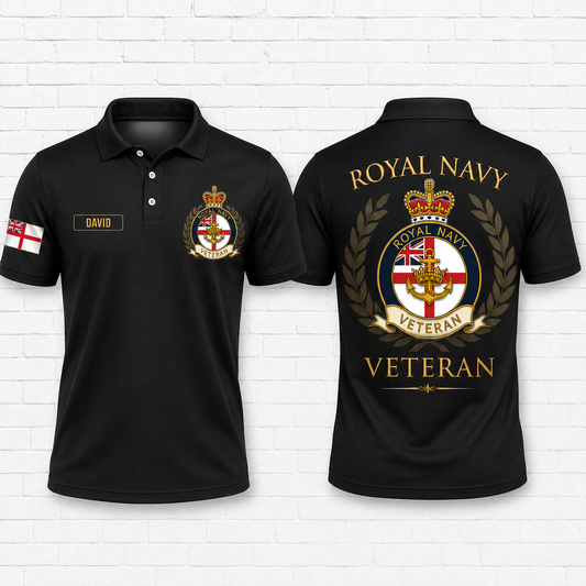 Royal Navy Veteran Polo Shirt - Personalized Name Military Veteran Gift