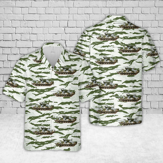 M1 Abrams MERDC “Snow, temperate, with trees & shrubs” pattern Winter Camo Christmas Hawaiian Shirt