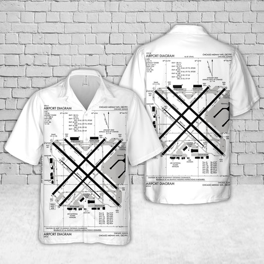 Custom Airport MDW Midway Chicago Airport Map Hawaiian Shirt