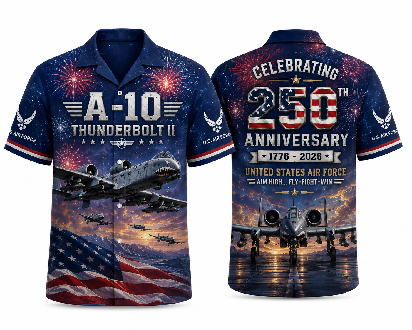 U.S Air Force A-10 Thunderbolt II  4th July 250th Anniversary 1776-2026 Hawaiian Shirt