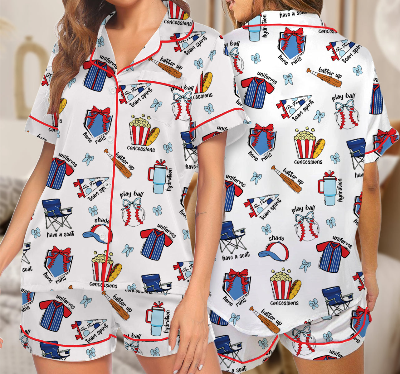 Baseball Mom Game Day Satin Pajamas Set