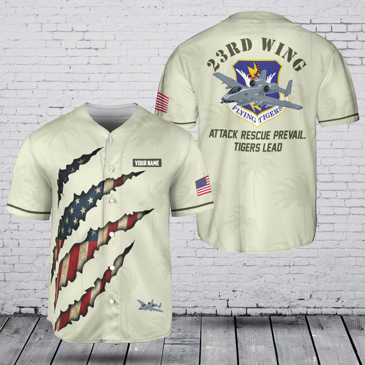 Custom Name USAF 23rd Wing A-10C Thunderbolt II Baseball Jersey