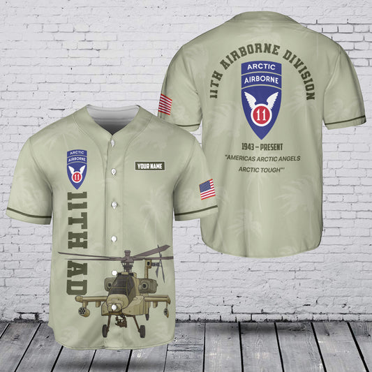 Custom Name 11th Airborne Division Baseball Jersey