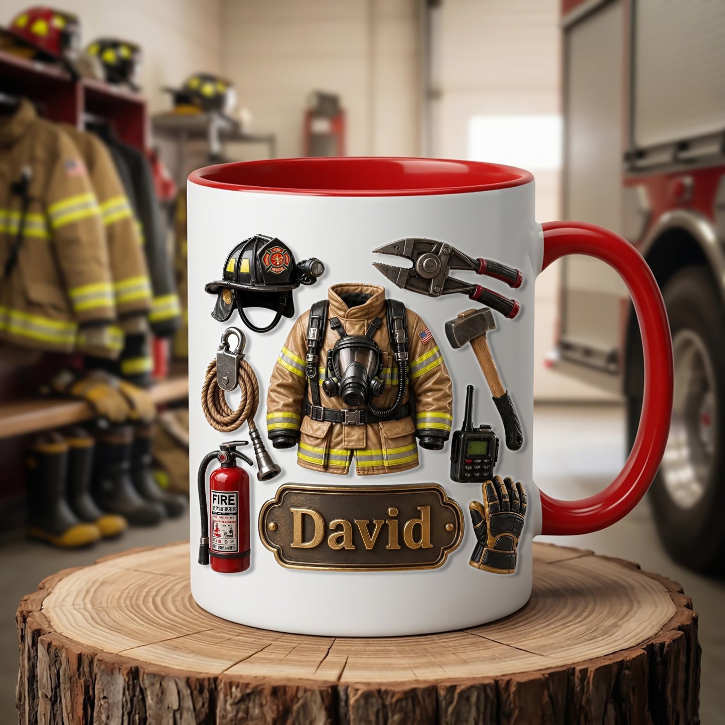 Personalized Firefighter Mug, Father's Day Gift For Dad Grandpa
