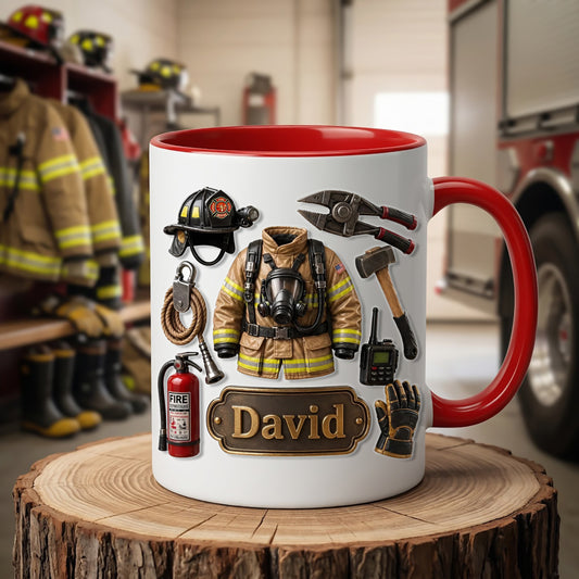 Personalized Firefighter Mug, Father's Day Gift For Dad Grandpa
