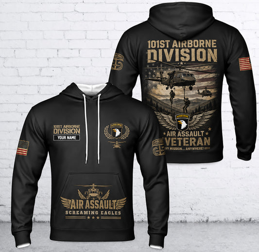 Custom Name 101st Airborne Division Air Assault Veteran  3D Hoodie