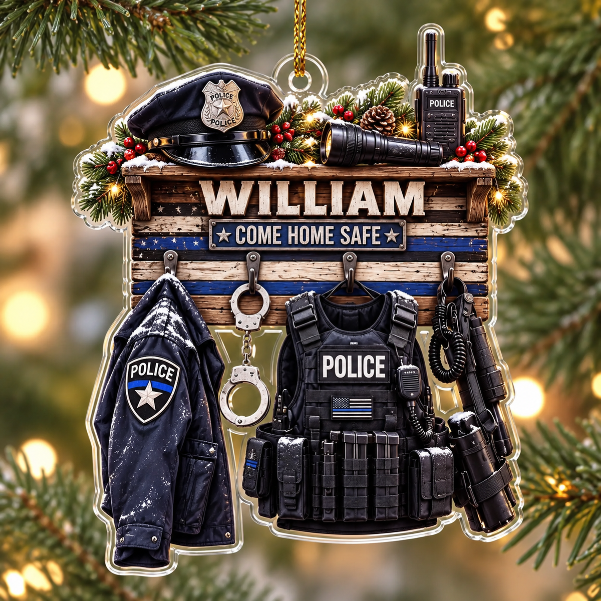 Personalized Police Acrylic Ornament