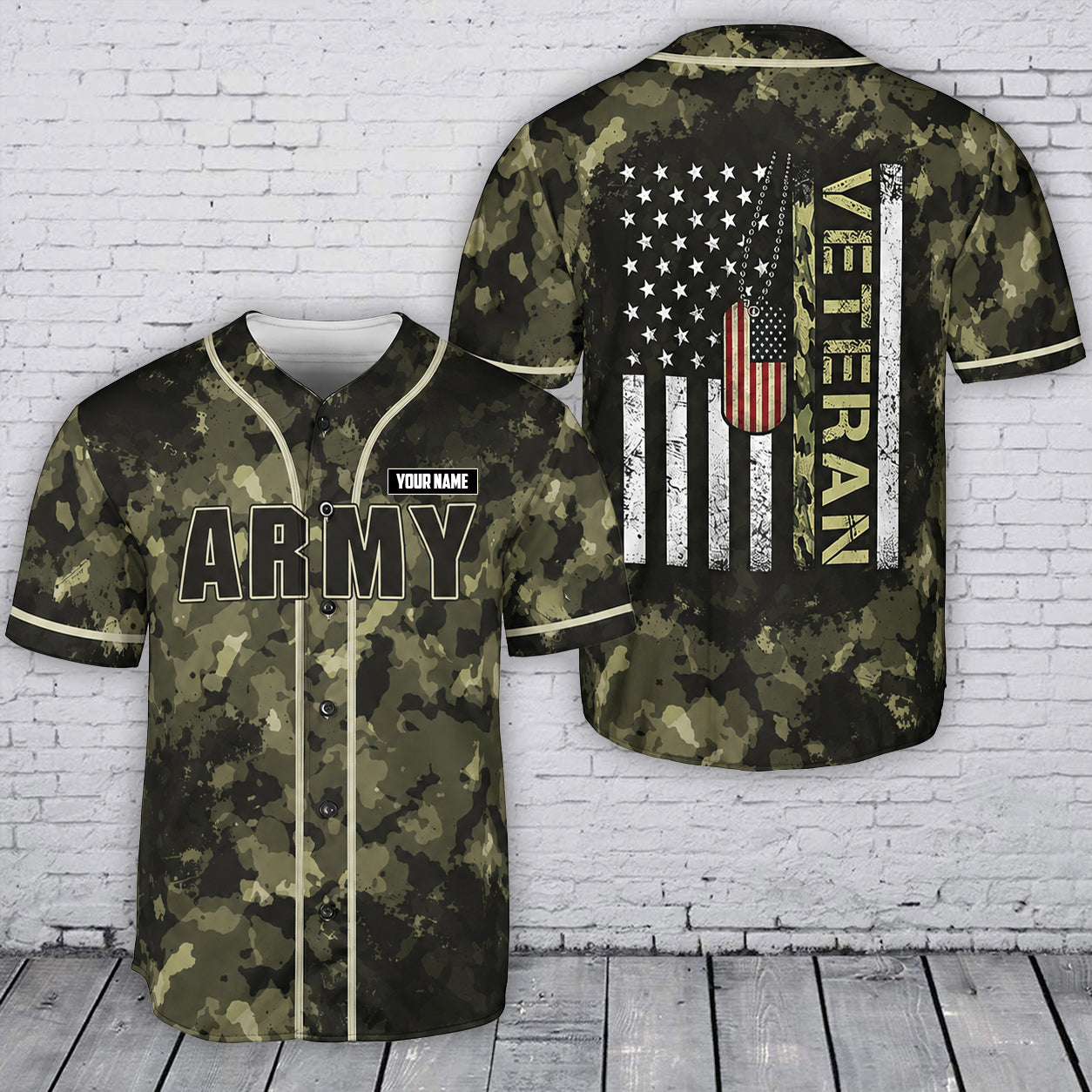 Custom Name US Army Veteran Baseball Jersey