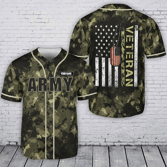 Custom Name US Army Veteran Baseball Jersey